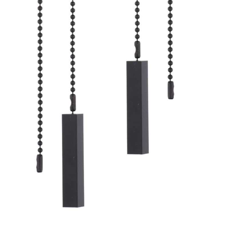 Ceiling Fan Pull Chain, 2 Piece Cuboid Pattern Extension Pendant with 12" Ceiling Fan Chain Extender and Connector (Black)