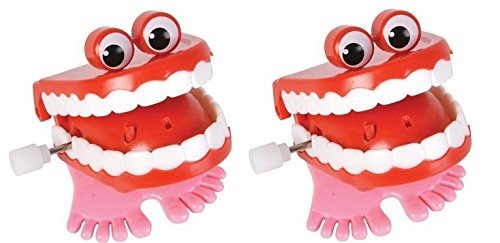 Rhode Island Novelty 2 Count Chatteng Chomping Wind up Toy Walking Teeth with Eyes