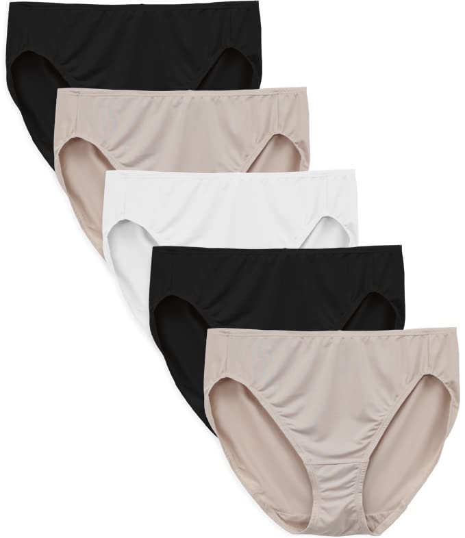 Fruit of the Loom Women's 5 Pack Microfiber Hi-Cut Panties, Multicolor, 7