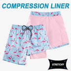 Cozople Bathing Suits for Teens Funny Hawaii Stylish Swim Trunks Swimwear Boxer Brief Liner Beach Board Shorts Green Crocodile Soft Elastic Waist Surf Swimsuit for Casual Sports Running Size 18-20