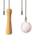 Baseball and Baseball Bats Ceiling Fan Pull Chain Ornaments Extender?with 12" Silver Bead Chain Fan Pulls