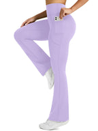 Pretisky Women's Flared Yoga Pants With Pockets High-Waisted - Purple