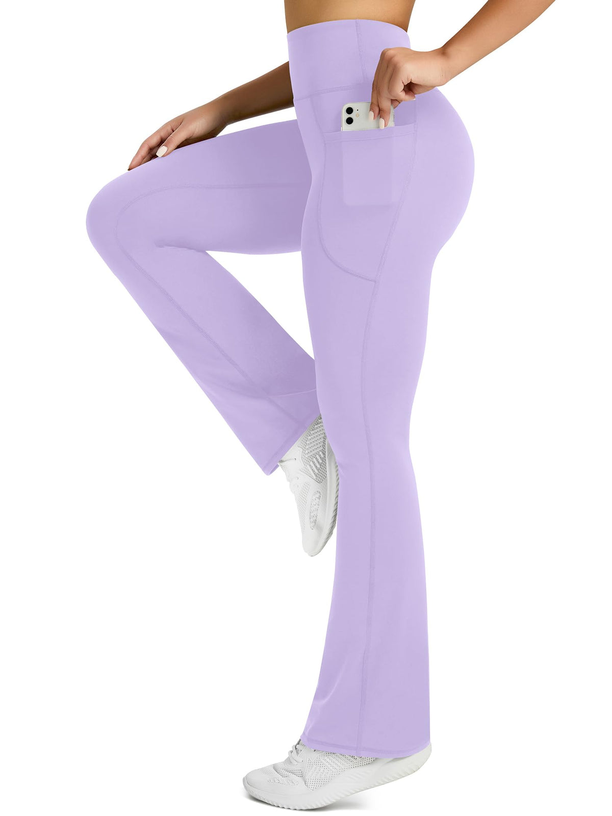 Pretisky Women's Flared Yoga Pants With Pockets High-Waisted - Purple