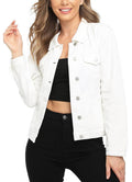 Miss Moly Women's Denim Jacket Classic Button Up Jean White XL
