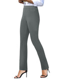 Keriffe Women's Stretchy Yoga Dress Pants Straight-Leg - Dark Grey