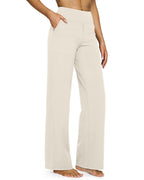G4free Wide-Leg Yoga Pants For Women Ivory L Tall
