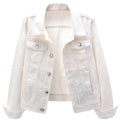 Kedera Womens White Jean Jacket Women Basic Fitted Casual Button Down Truker Denim Long Sleeve Pockets Coat X-large Size 16 18