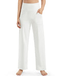 Promover Wide-Leg Trouser Pants For Women Stretch Pull On White Xl