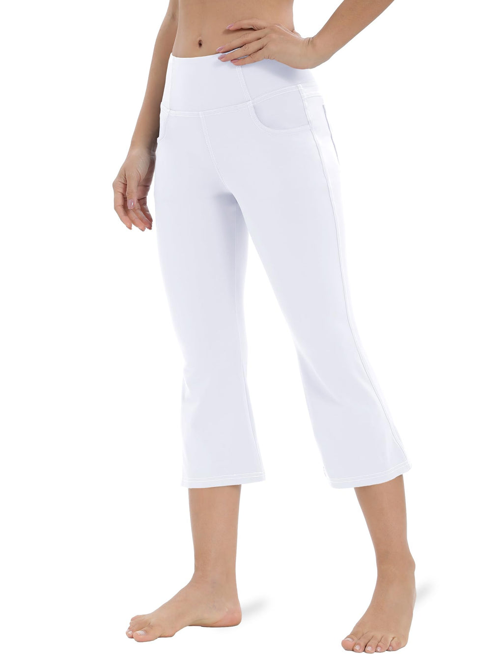Vooveeya Women's Bootcut Leggings Bootleg Yoga - Capri Bootcut-whit