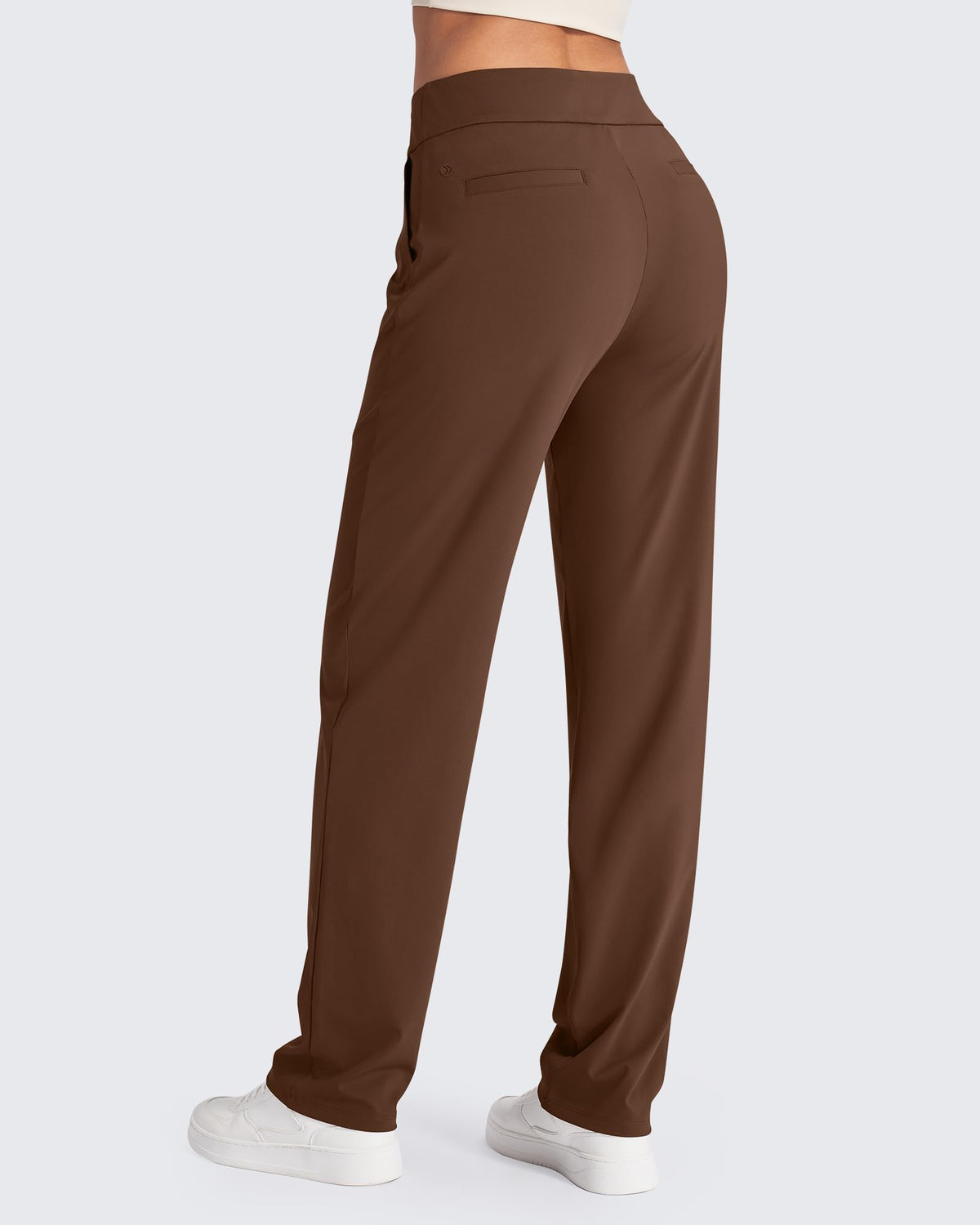 G4free Dress Pants Women High-Waist Straight-Leg Work Dark Coffee S