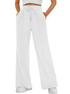 Automet Women's Wide-Leg Sweatpants Baggy Lounge Sweat Pants White M