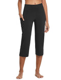 Baleaf Women's Capri Pants With Pockets High-Waist Cropped Black S