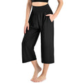 Ipletix Capri Pants For Women Casual Gaucho Wide-Leg 21" Black M