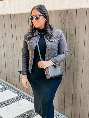 Luvamia Denim Jackets For Women Jeans Jacket Trendy Gray