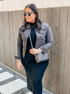 Luvamia Denim Jackets For Women Jeans Jacket Trendy Gray