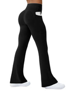 Copyleaf Women's Yoga Pants With Pockets High-Waisted Flare - Black