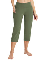 Baleaf Capri Pants For Women With Pockets Capris Wide-Leg - Army Green