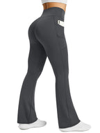 Pretisky Women's Flared Yoga Pants With Pockets - Dark Grey