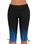 Urchics Women's Plus-Size Rash Guard Capris Long Swim - Z-stripe Blue