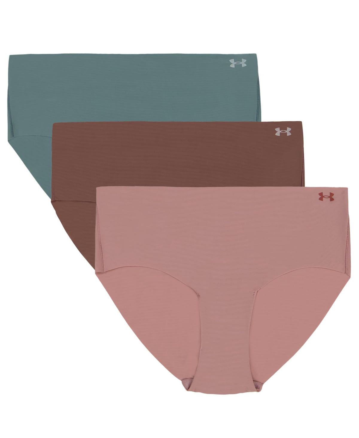 Under Armour Women's 3-pack Pure Stretch No Show Hipster Underwear, All-day Comfort Fit & Ultra-soft, Tourmaline Pink, Large