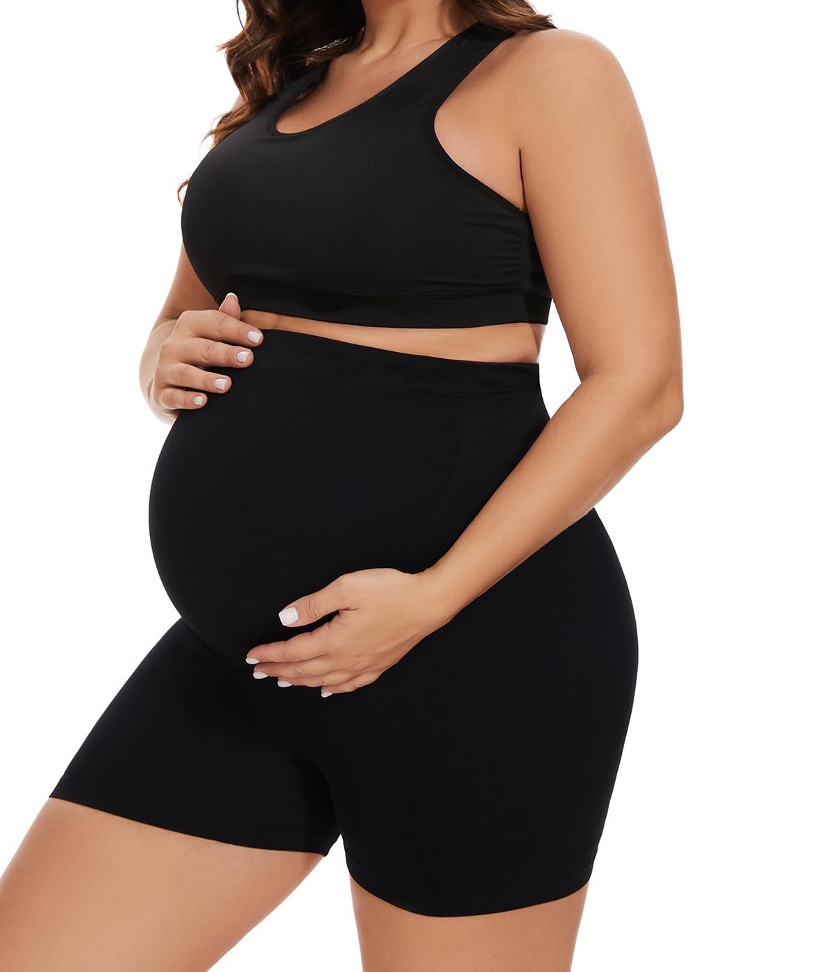 Women's Kunindome Seamless Maternity Shorts, Black, Medium Shapewear