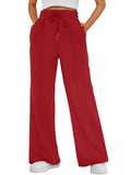 Automet Women's Wide-Leg Sweatpants Baggy Lounge Sweat Pants Red 2xl
