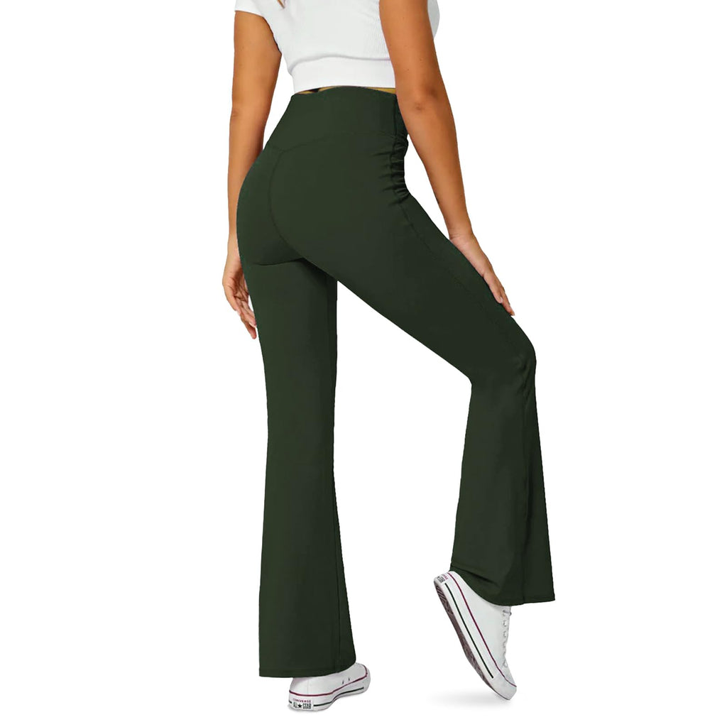 Women's Flare Leggings With Pockets Crossover High-Waisted Yoga Pants