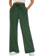 Automet Women's Wide-Leg Sweatpants Baggy Lounge Sweat - Xmas Green