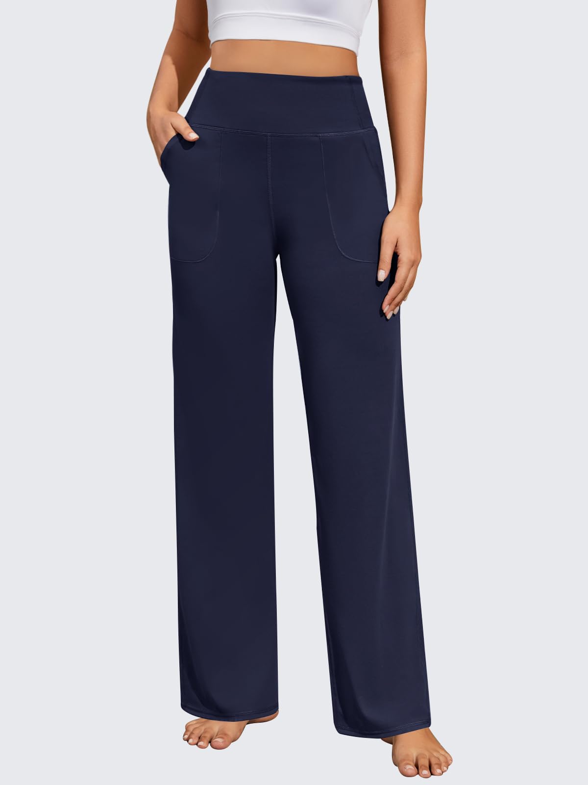 Fireswan Yoga Pants Women High-Waist Wide-Leg With Pockets - Style 7