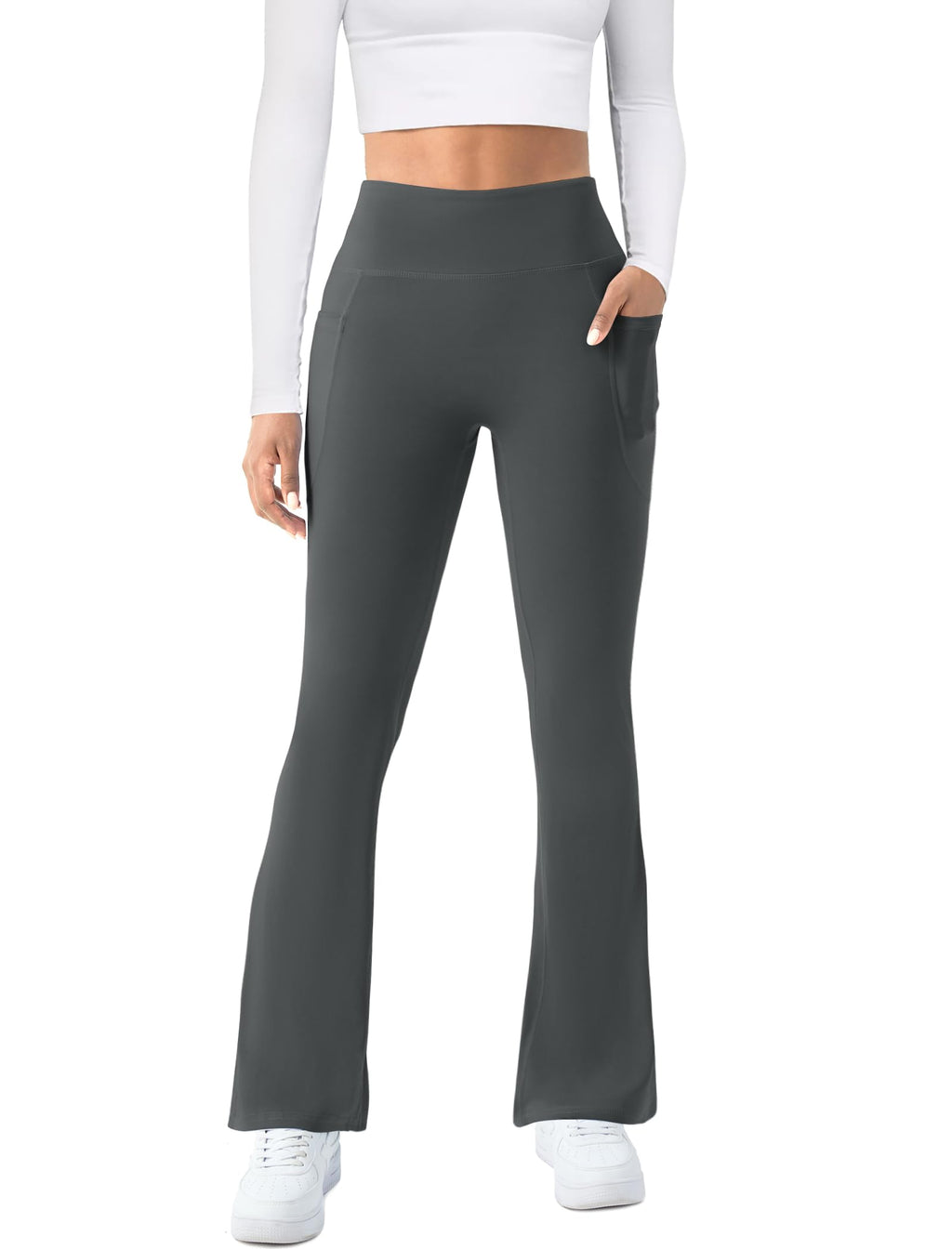 Copyleaf Women's Yoga Pants With Pockets High-Waisted Flare - Size Small