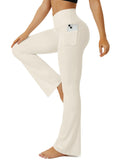 Fohofo Yoga Pants Women Flare Leggings For With Pockets - Khaki