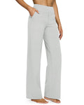 G4free Wide-Leg Dress Pants For Women With Pockets Light Grey Xl Short