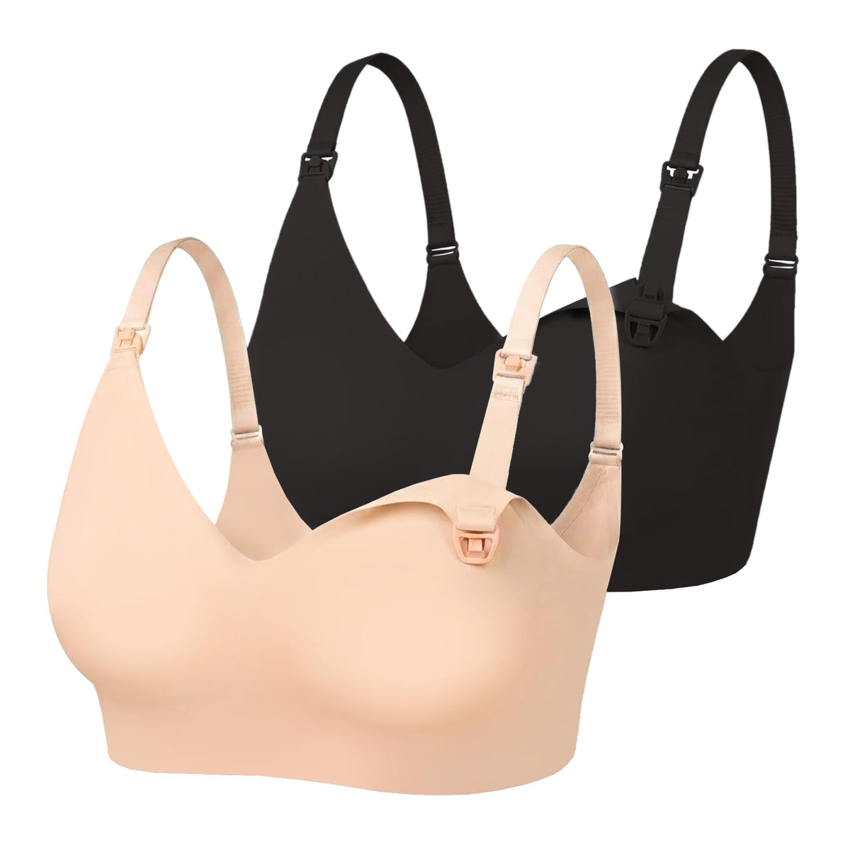 Women's As Fairy Wireless Jelly Support Nude+black L Nursing Bra