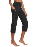 Baleaf Women's Capri Pants With Pockets High-Waist Cropped Black L