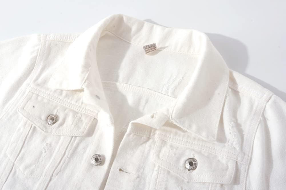Kedera Womens White Jean Jacket Women Basic Fitted Casual Button Down Truker Denim Long Sleeve Pockets Coat X-large Size 16 18