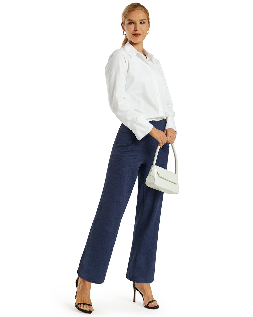 Promover Wide-Leg Sweatpants For Women With Pockets Navy Heather Xxs