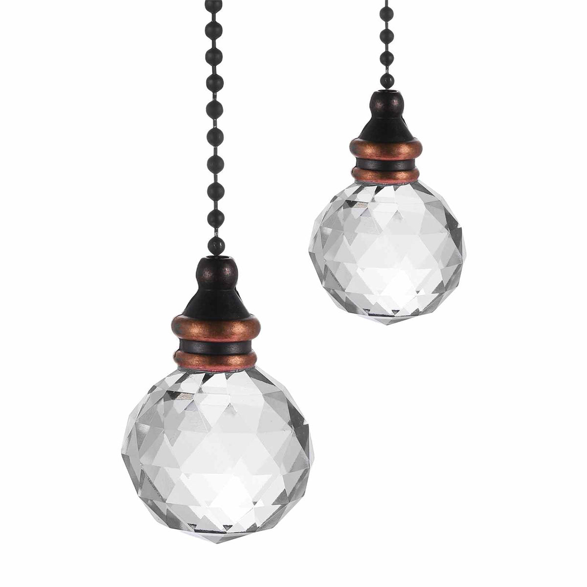 MECCANIXITY 2Pack Ceiling Fan Pull Chain, 12 Inch Decorative Ornaments Crystal Pendant Pull Chain Extension for Ceiling Fans Light Lamp, Clear