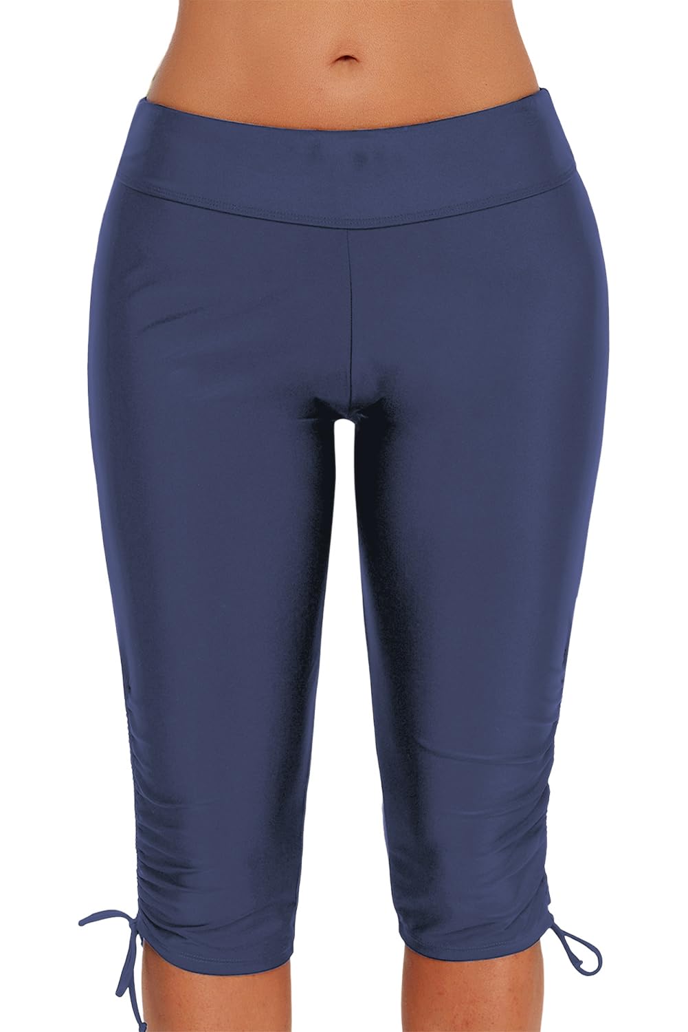 Urchics Women's Plus-Size Rash Guard Capris Long Swim Shorts - Blue