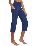 Baleaf Women's Capri Pants With Pockets High-Waist Navy Blue M