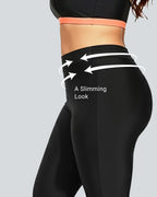 Women's Black Plus-Size Rash Guard Pants High-Waisted Long Swim