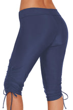 Urchics Women's Plus-Size Rash Guard Capris Long Swim Shorts - Blue