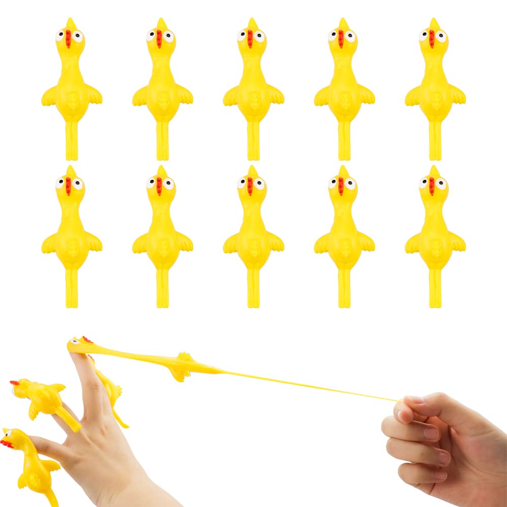 TCOTBE 10 Pack Slingshot Chicken,Slingshot Chicken Rubber Flick Flying Chicken,Funny Christmas, Flingers Stretchy Game for Boys and Girls Party Favor School Activity Fun Present