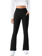 Copyleaf Women's Yoga Pants With Pockets High-Waisted Flare - Size Medium