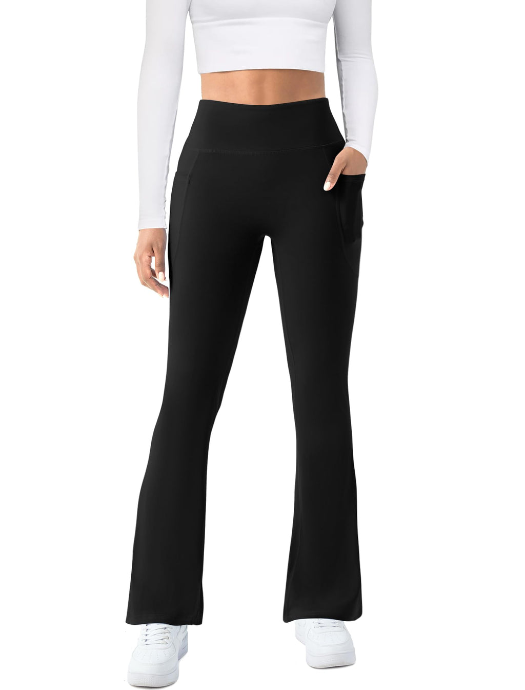 Copyleaf Women's Yoga Pants With Pockets High-Waisted Flare - Size X-Small