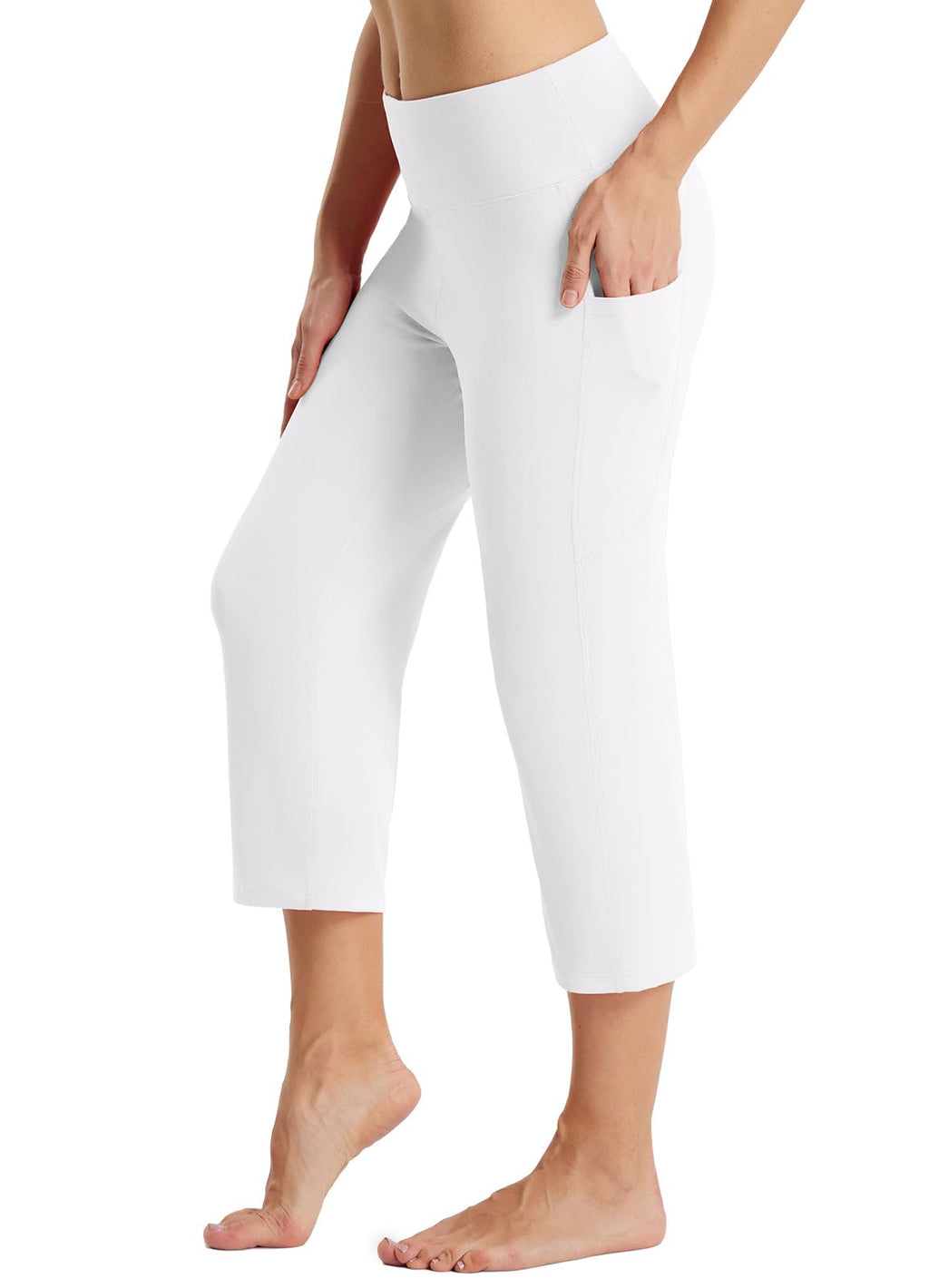 Baleaf Capri Pants For Women With Pockets Capris Wide-Leg White 3xl