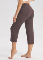 Baleaf Capri Pants For Women With Pockets Capris Wide-Leg Dark Brown L
