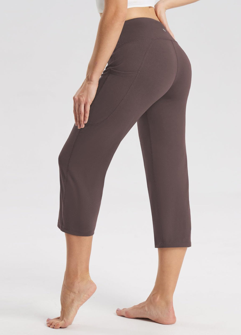 Baleaf Capri Pants For Women With Pockets Capris Wide-Leg - Dark Brown