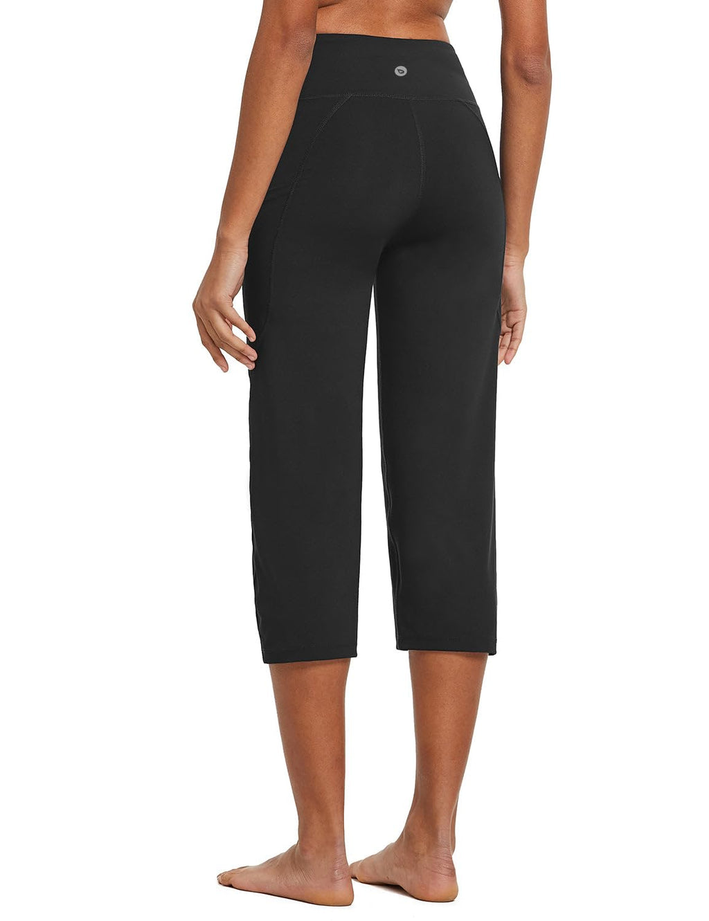 Baleaf Women's Capri Pants With Pockets High-Waist Cropped Black Xl