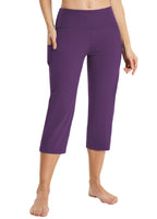 Baleaf Capri Pants For Women With Pockets Capris Wide-Leg Dark Purple