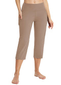 Baleaf Capri Pants For Women With Pockets Capris Wide-Leg Brown S